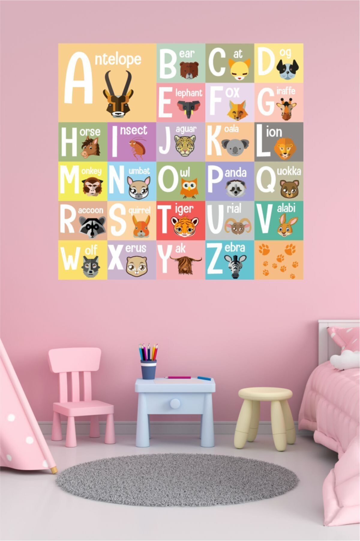 İngilizce Alfabe Çocuk Odası Duvar Sticker
