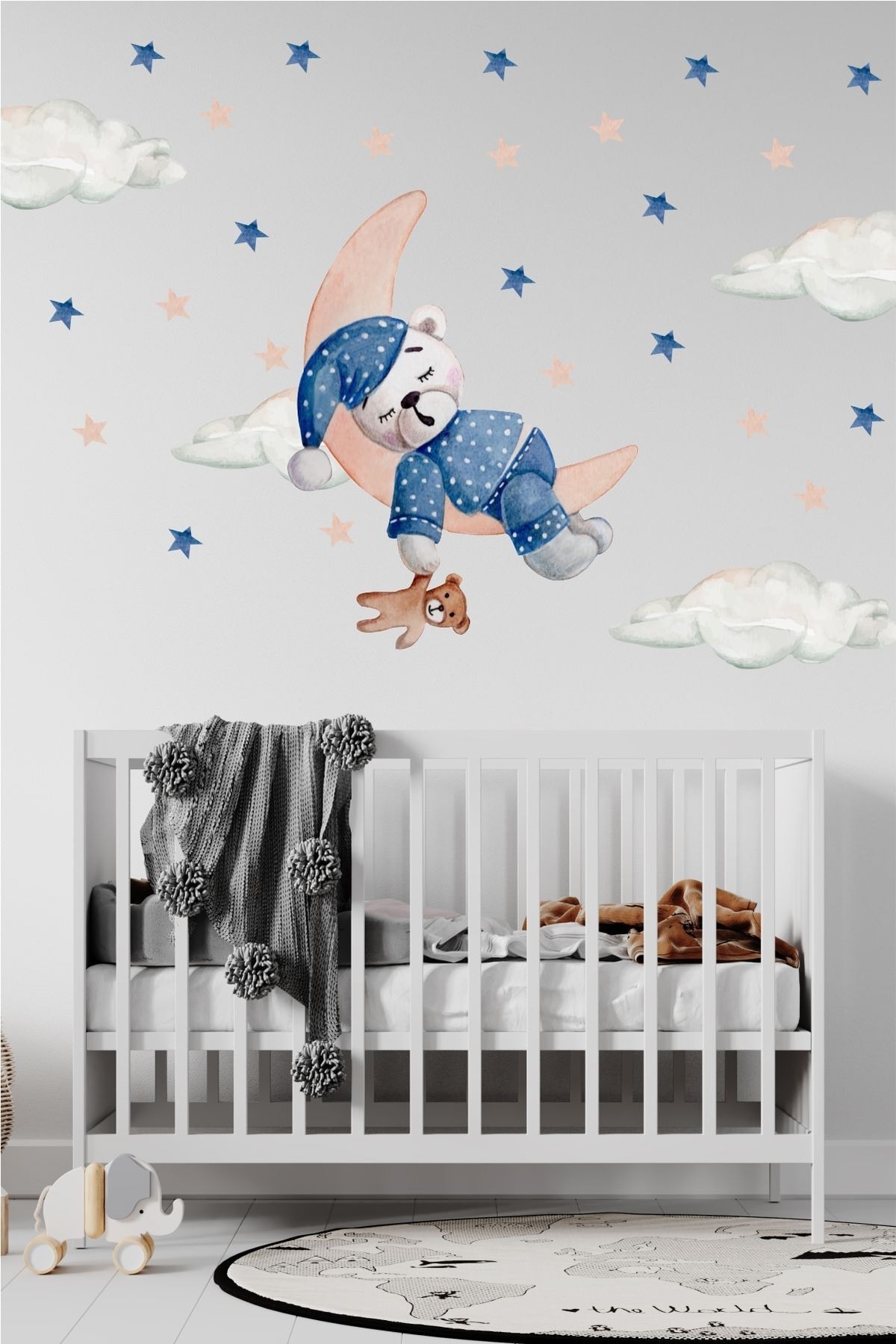 Sevimli Ayıcık Bulut Uykusu Çocuk Odası Duvar Sticker