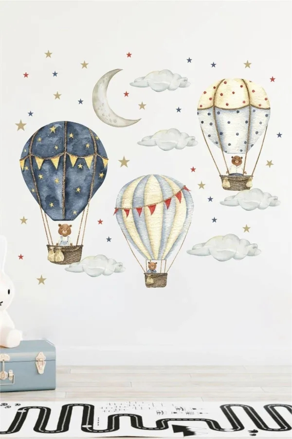 Ayıcıklı Sıcak Hava Balonları Çocuk Odası Duvar Sticker