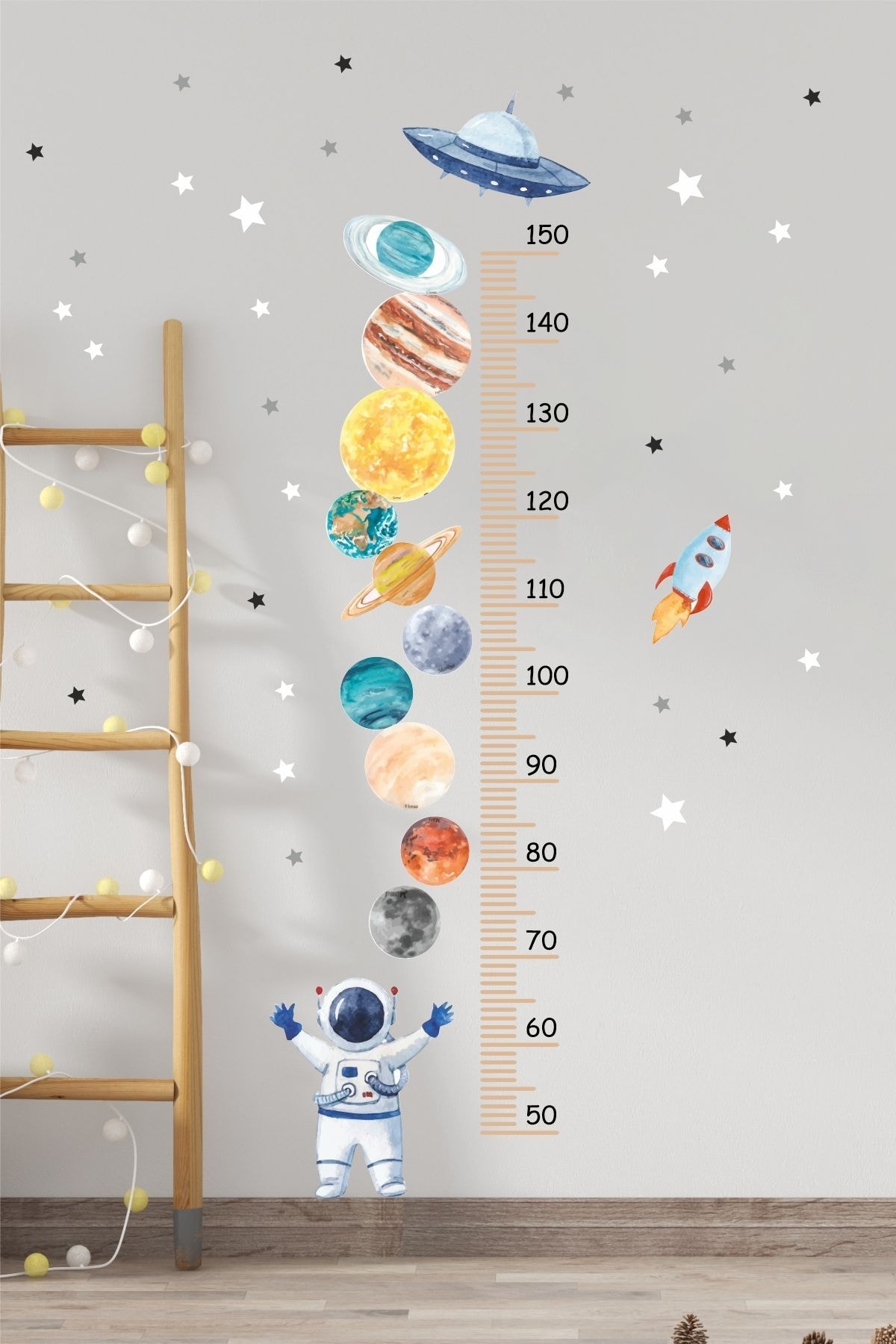 Gezegenler Boy Ölçer Çocuk Odası Duvar Sticker