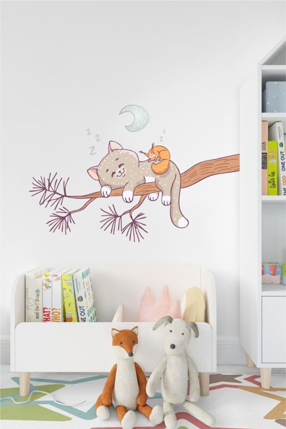 Sevimli Kedi Ve Arkadaşı Duvar Sticker