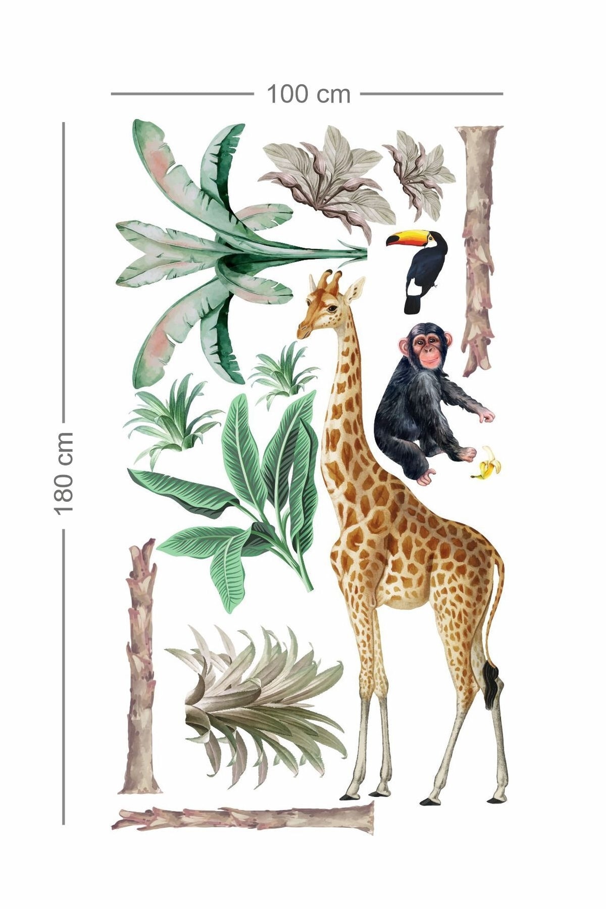 Büyük Boy Tropikal Safari Çocuk Odası Sticker