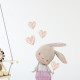 Sevimli Kalpli Tavşan Pembe Tulumlu Duvar Sticker Seti
