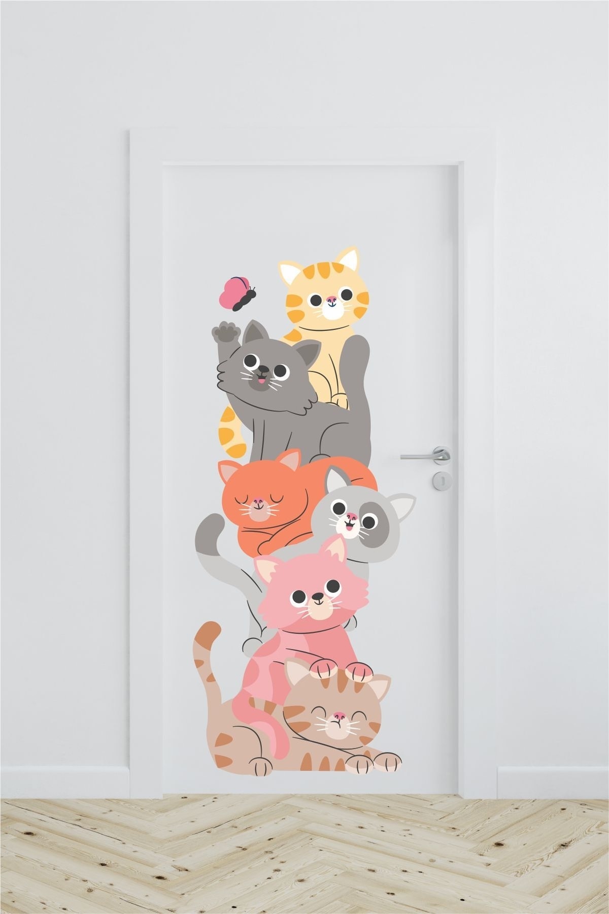 Sevimli Kediler Kapı Sticker