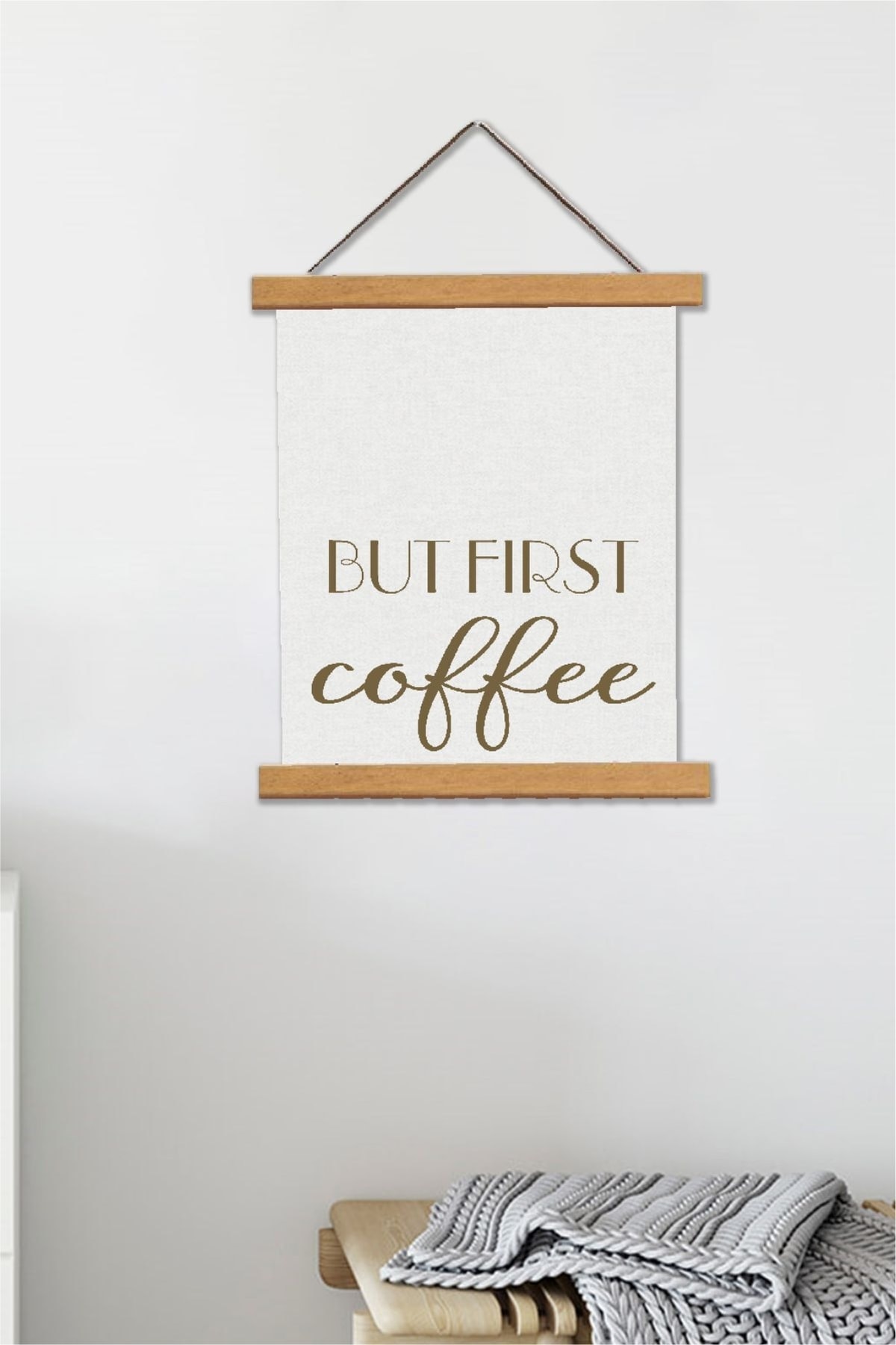 But First Coffee Askılı Kanvas Poster