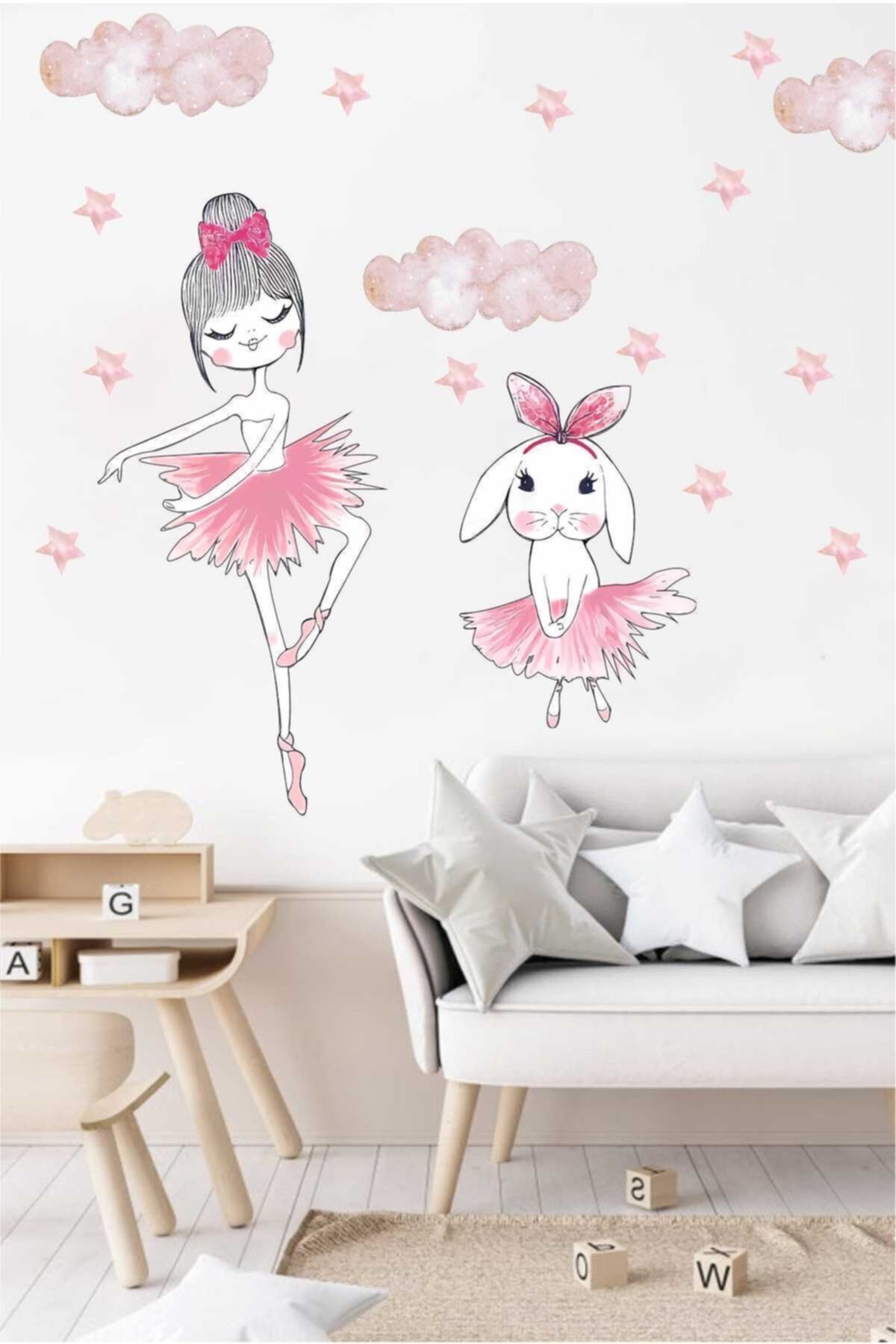 Balerin ve Tavşan Çocuk Odası Duvar Sticker