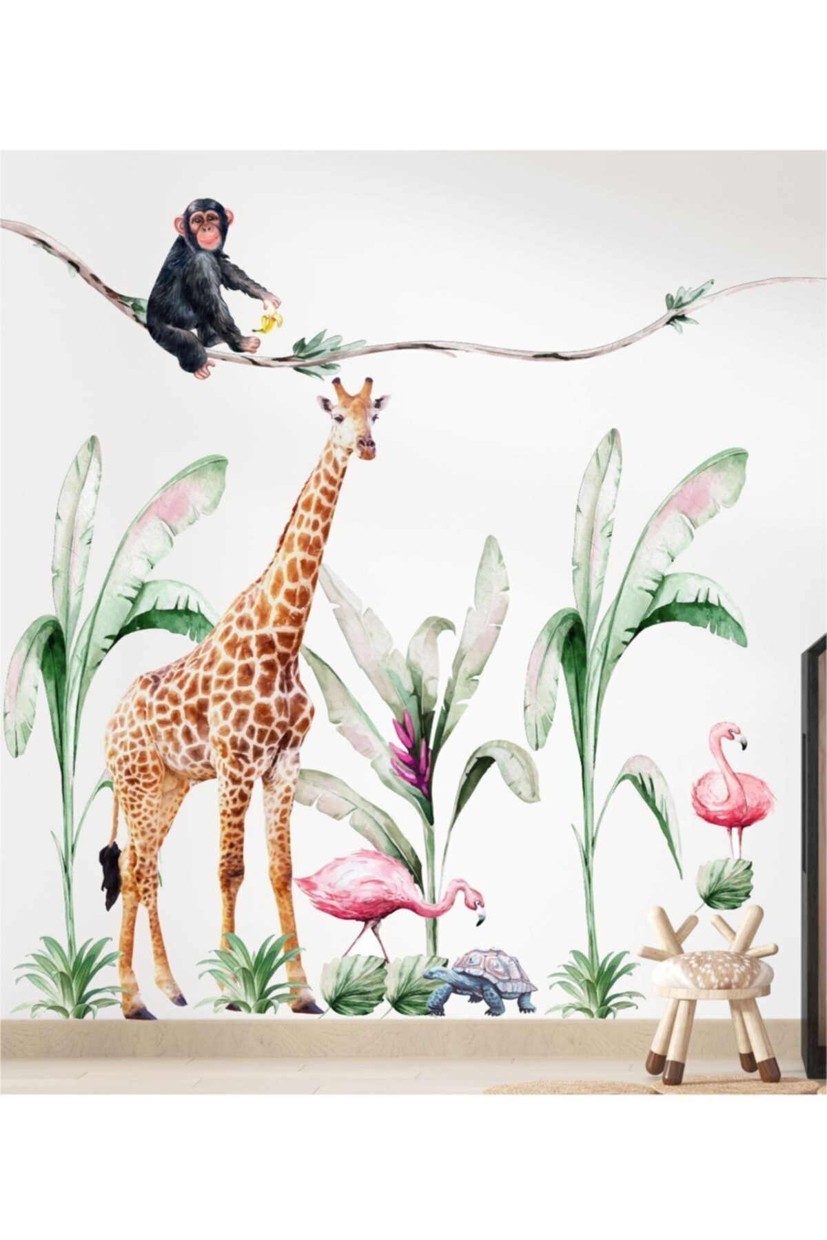 Tropikal Hayvanlar Çoçuk Odası Duvar Sticker