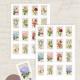 Vintage Flowers Pul Etiketi 32 Parça - 2 Sayfa