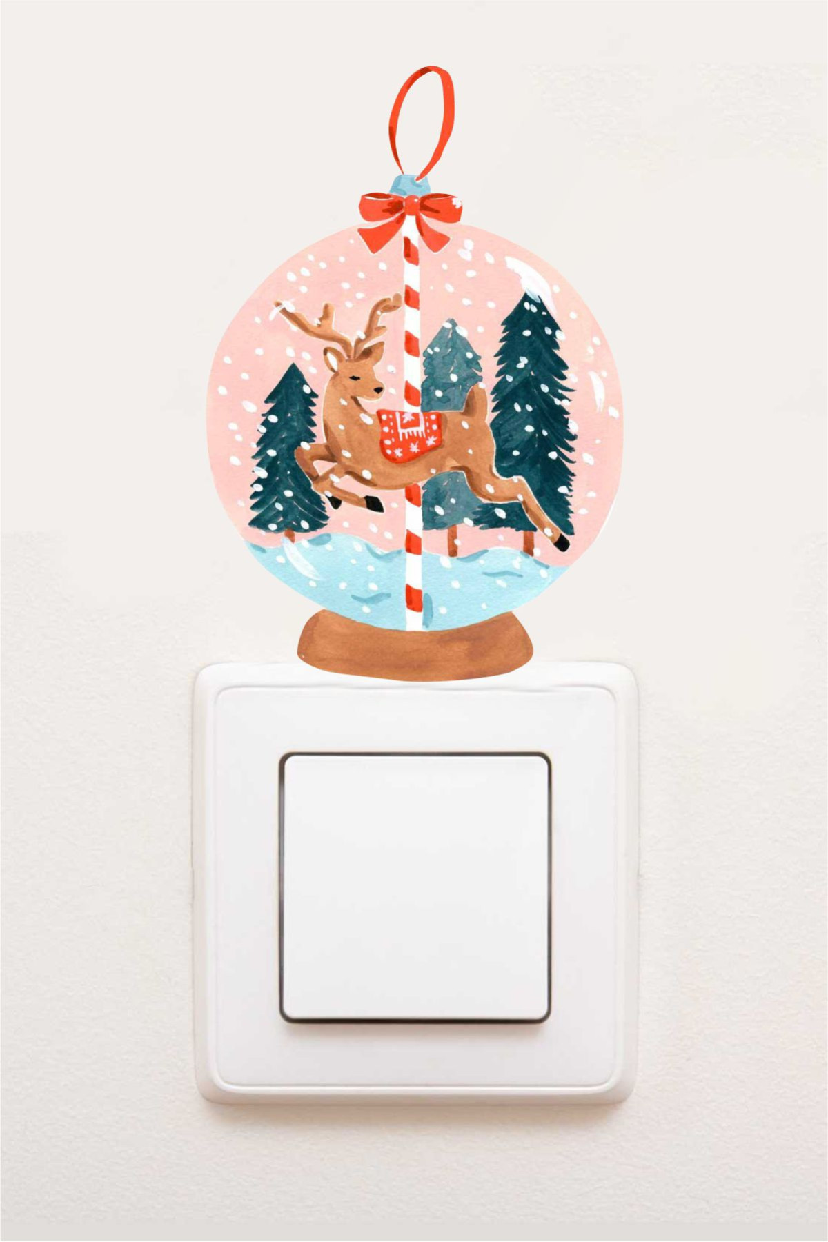 Kar Küresi Yeni Yıl Priz Sticker, Noel Etiketleri