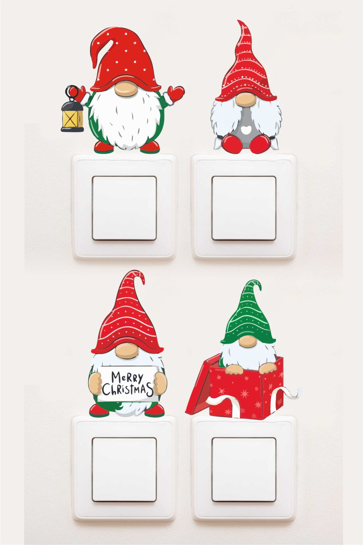 Merry Christmas Cüceler Priz Sticker, Noel Priz Sticker