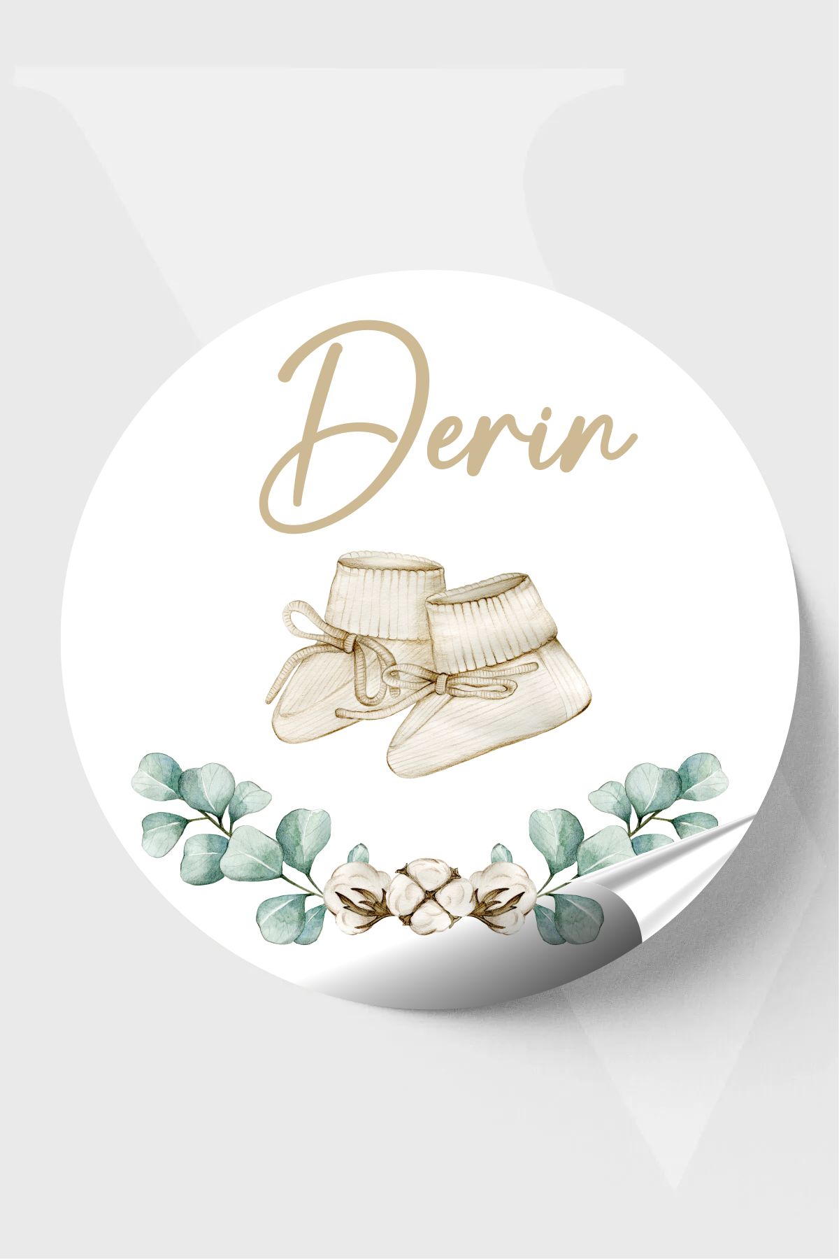 İsimli Bebek Etiketi- Doğum günü Etiketi 4x4 cm 96 Adet - Ayakkabı Desenli
