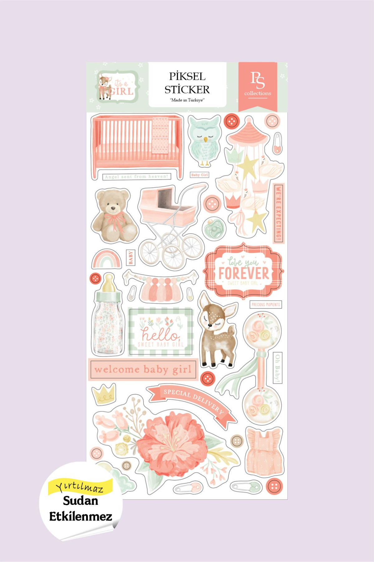 Pink Baby Girl Sticker, Bebek Etiketi Pembe