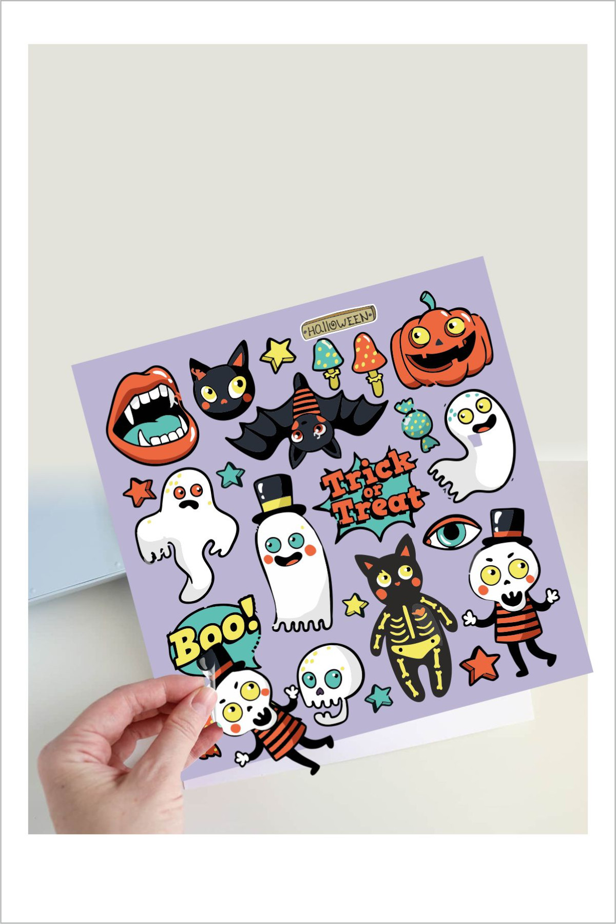 Halloween Mor Sticker Seti