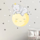 Uykucu Fil Ile Sarı Ay Duvar Sticker Seti