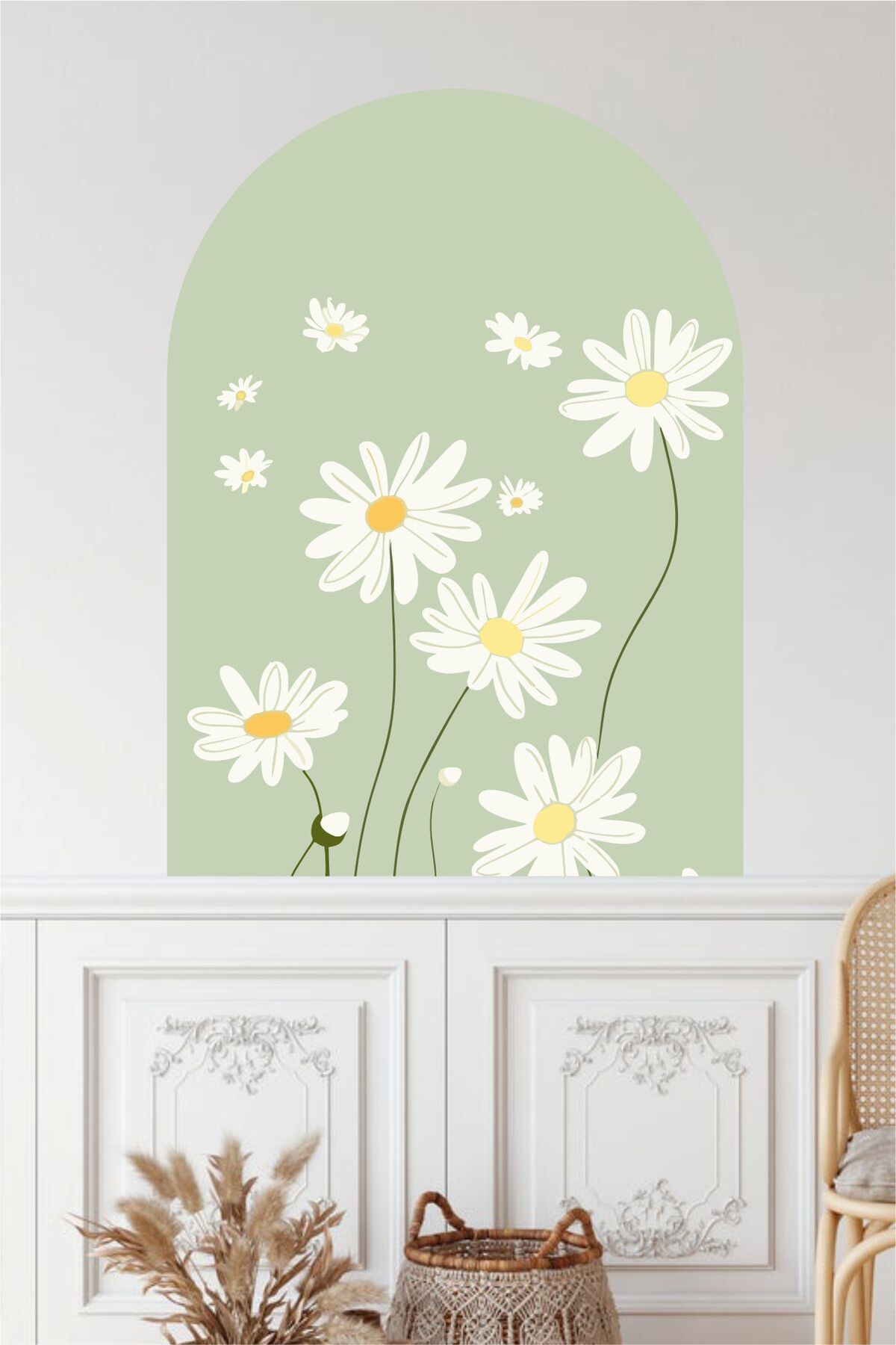 Papatyalı Bohem Oval Duvar Sticker