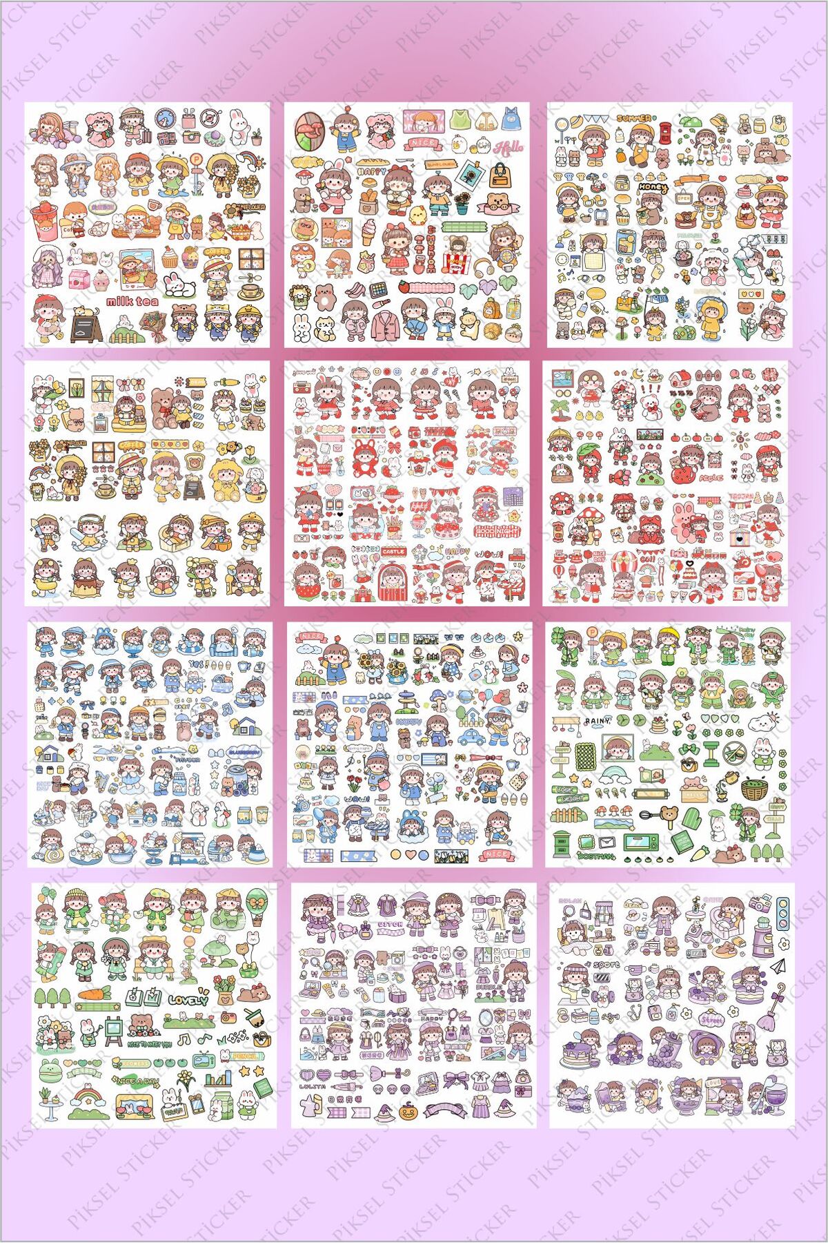 900 Adet Anime Tüm Renkler Çıkartma Sticker Seti - Kalem, Laptop Defter Suluk Sticker