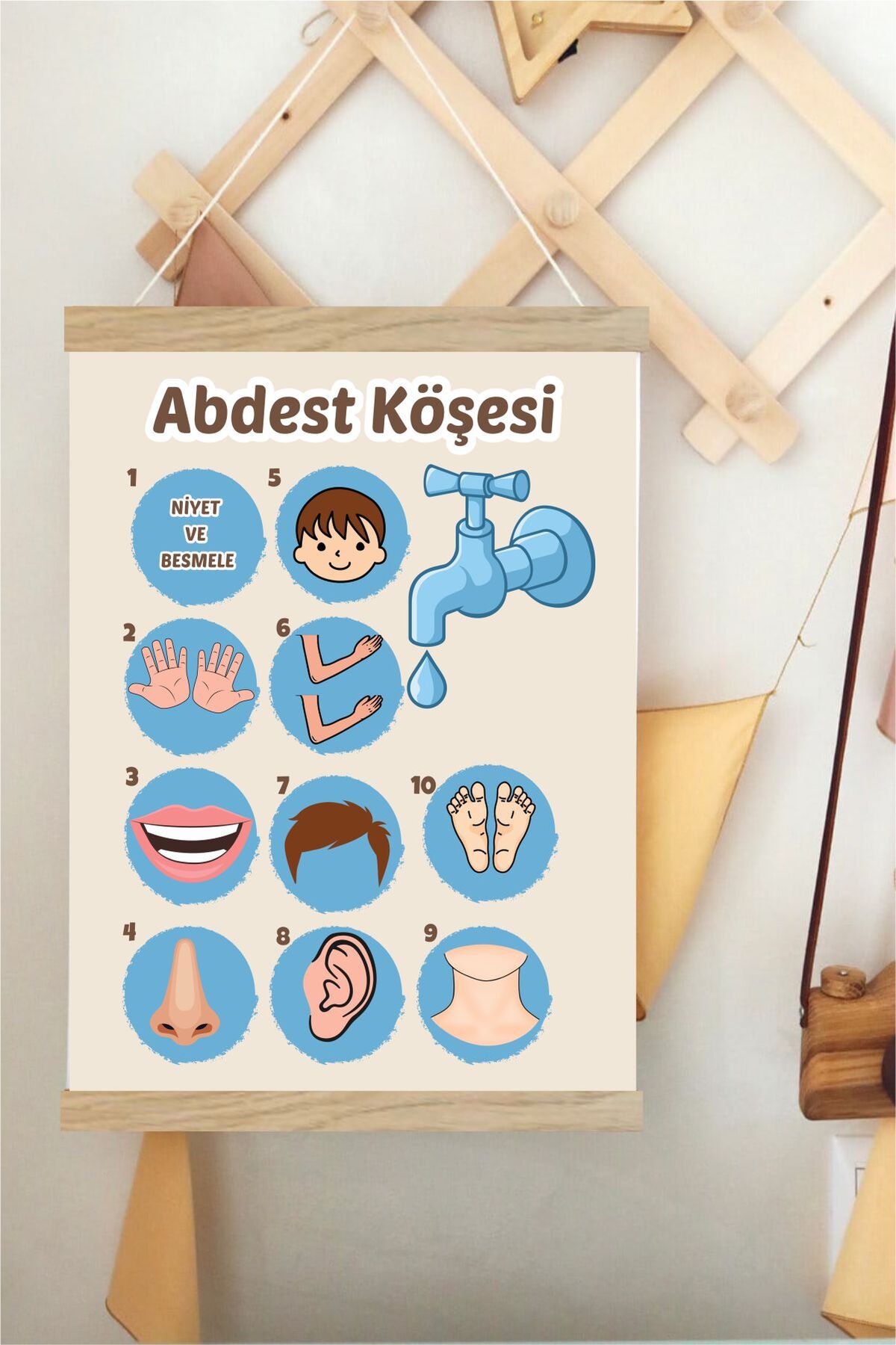 Abdest Köşesi Askılı Kanvas Poster - Çocuk Odası Resim Poster 30x40 cm