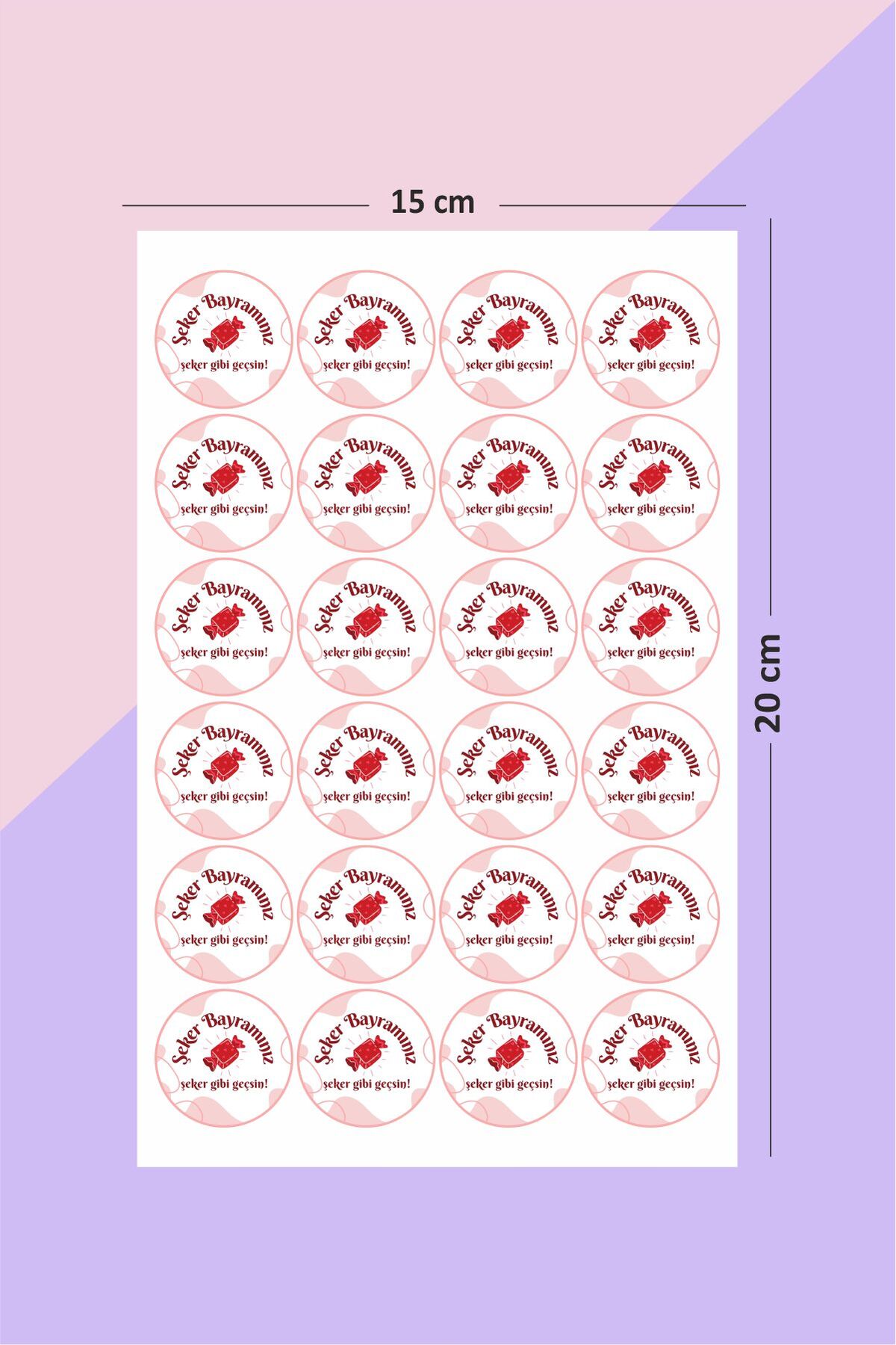 Şeker Tadında Bayram Etiketi 24 Adet Süsleme, Hediye, Paketleme Sticker - A5
