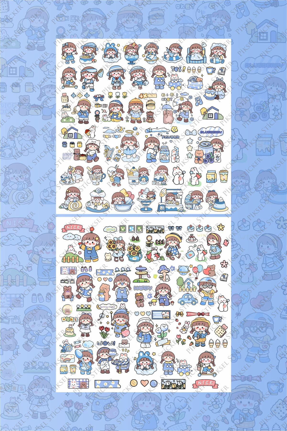 Mavi 160 Adet Anime Çıkartma Sticker Seti - Kalem, Laptop Defter Suluk Sticker