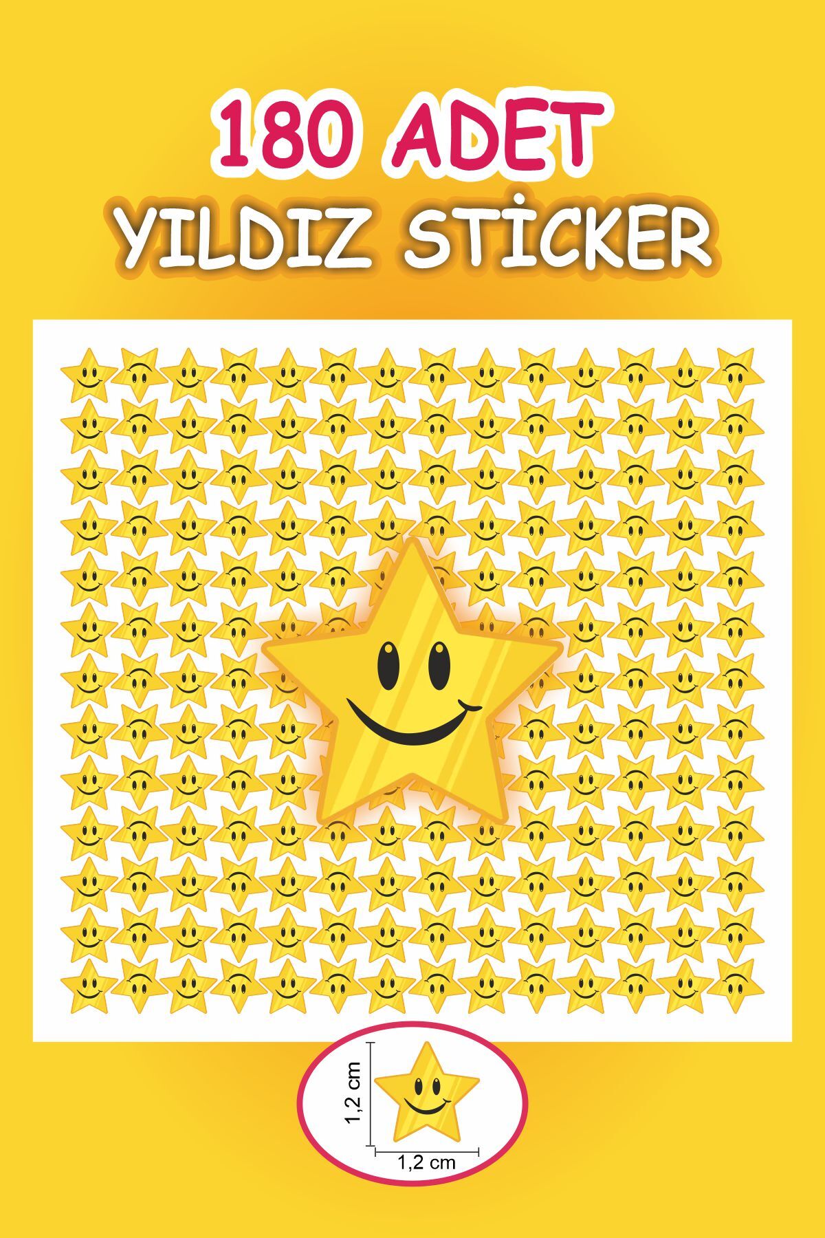 Öğretmenler İçin Yıldız Etiketi Star Sticker 1 Sayfa 180 Adet 1,2cm Ebat