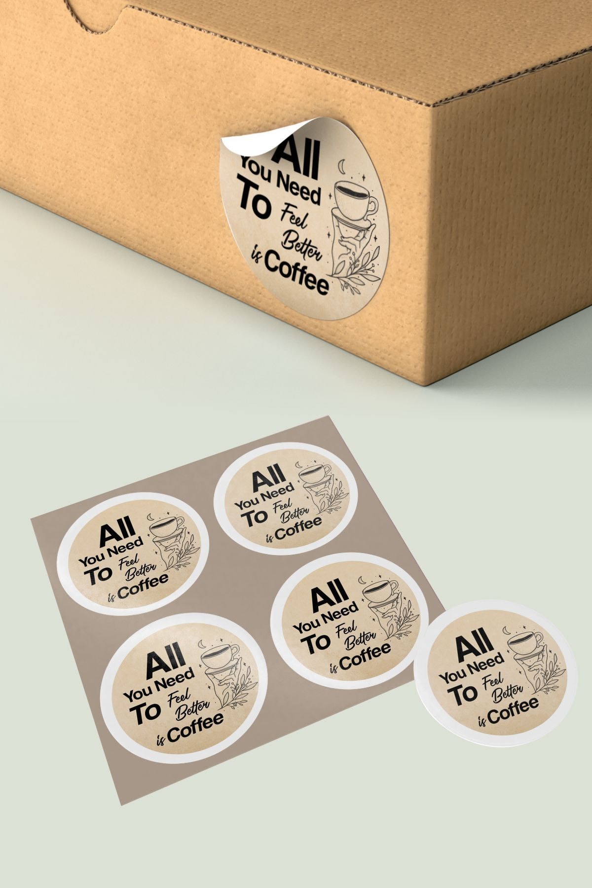 Kahve Sticker 115 Adet 4 cm Çapında