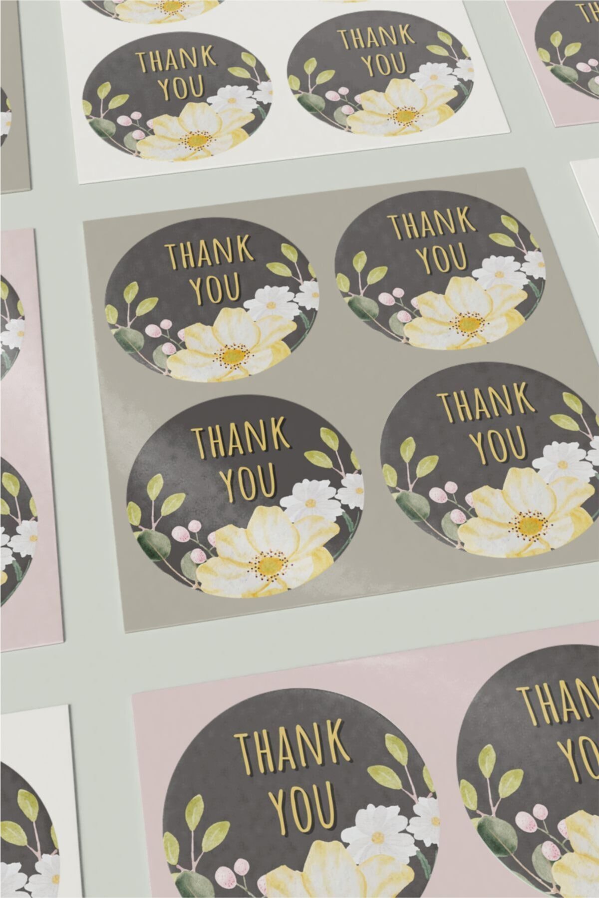 Thank You Sticker Flowers 115 Adet 4 Cm Çapında