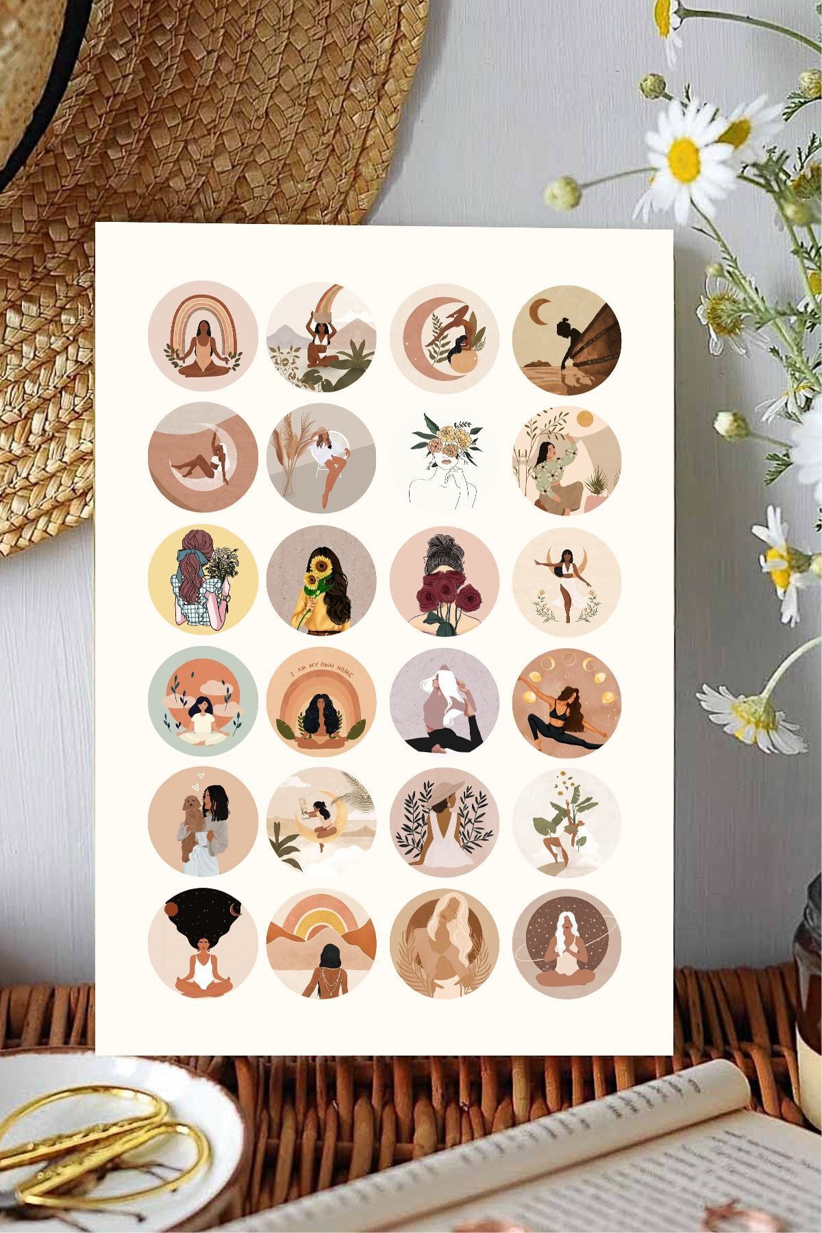 Feminine Cool Lifestyle Sticker 24 Adet 4 Cm Çapında