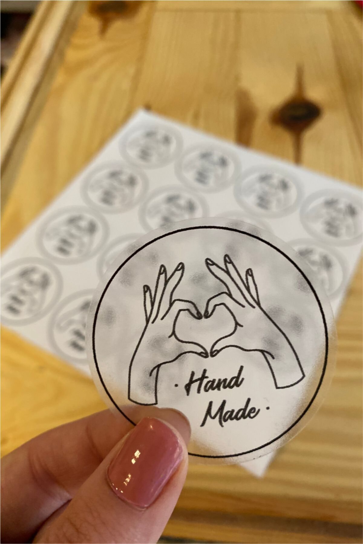 Şeffaf Sticker Handmade - 5 Cm Çapında 60 Adet
