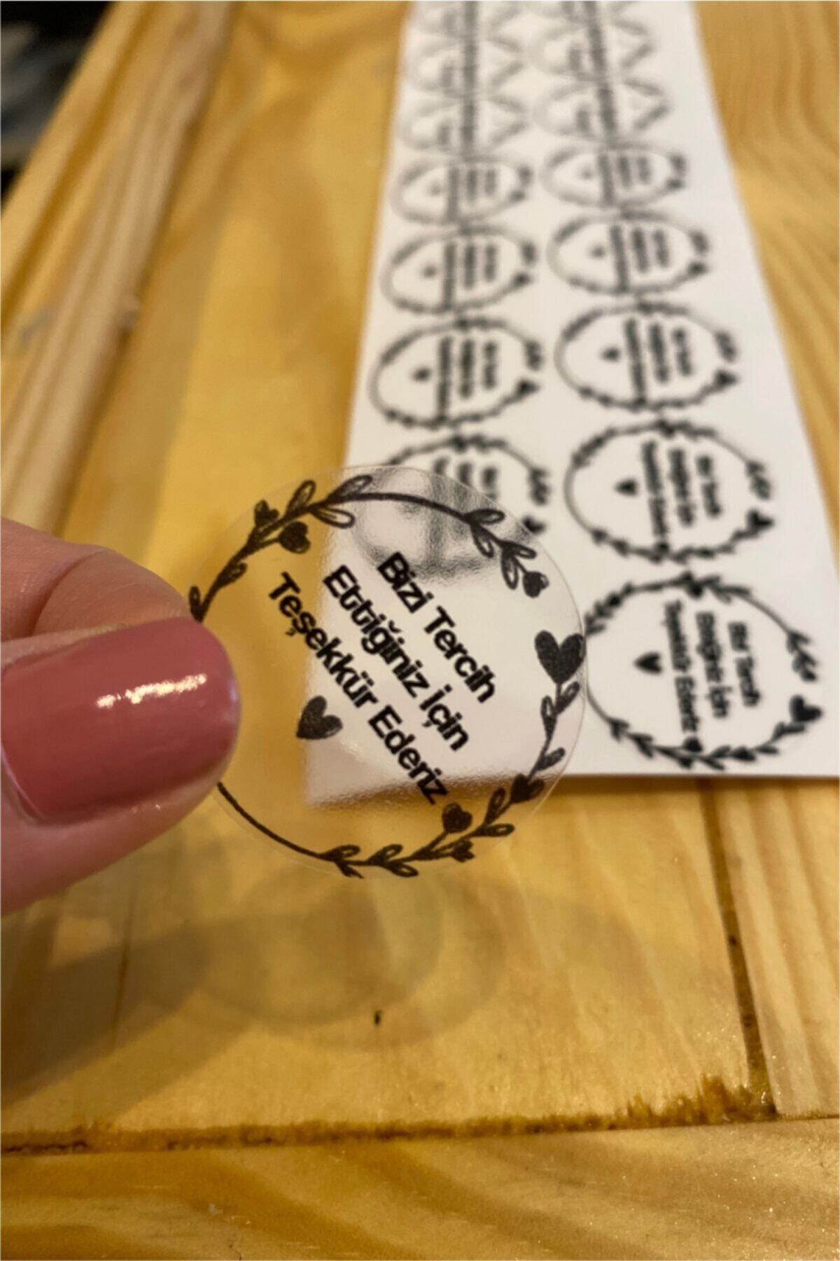 Şeffaf Sticker Teşekkür Etiketi - 3 Cm Çapında 60 Adet