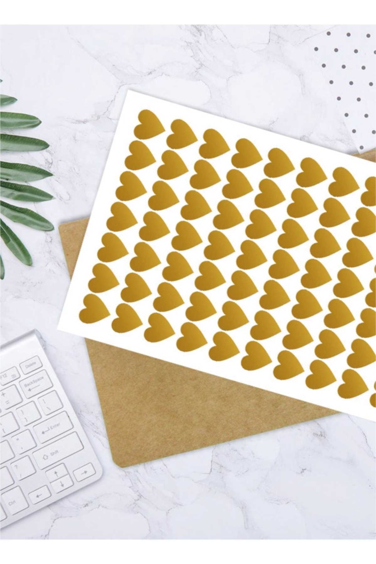 Gold Kalp Sticker Paketleme Etiketi 2,5 Cm 70 Adet
