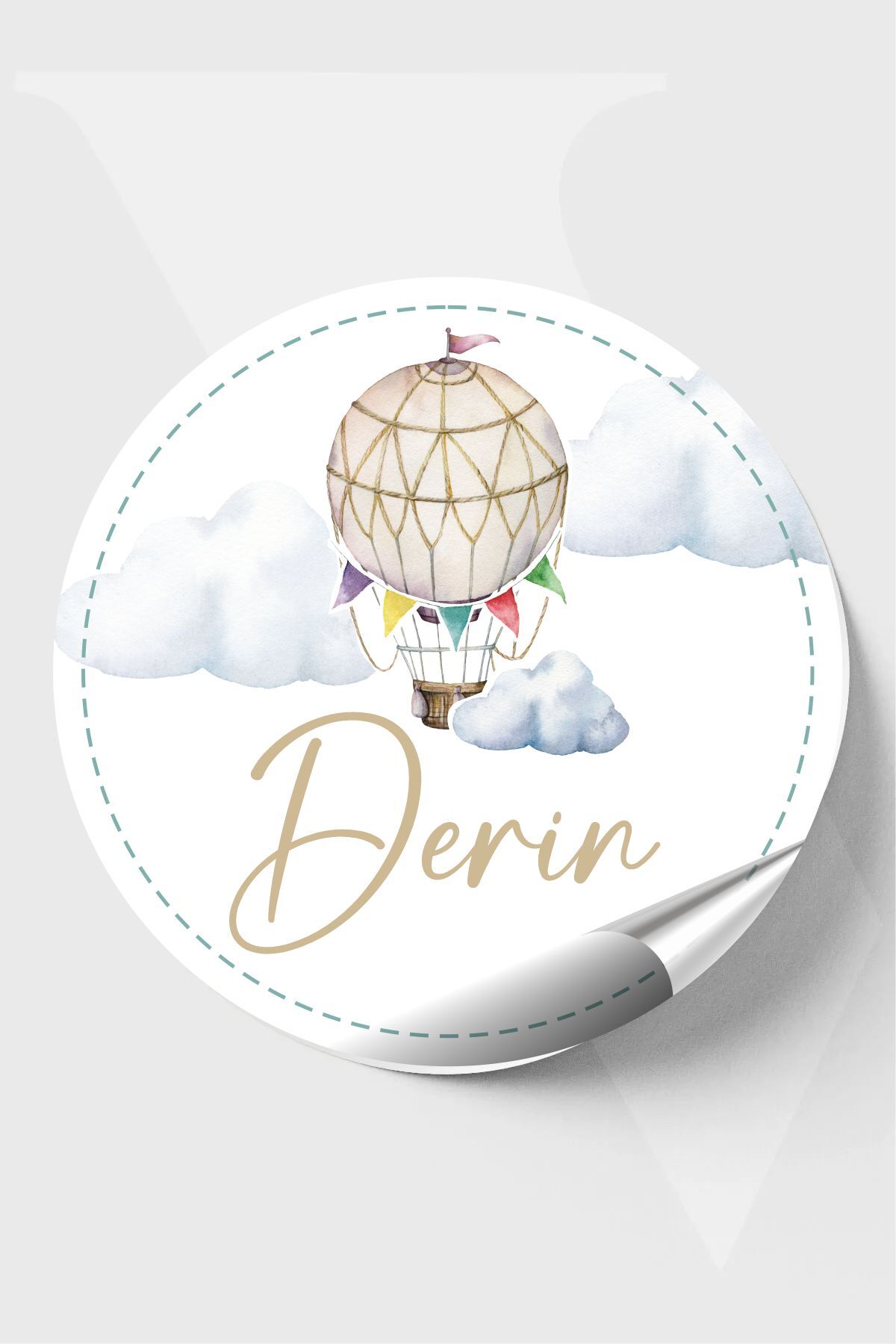 Retro Balonlar Bebek Etiketi- Doğum günü Etiketi 4x4 cm 96 Adet Bohem
