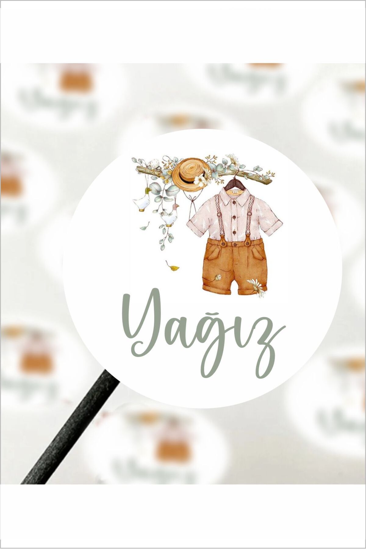 Boho Boy Temalı Bebek Etiketi- Doğum günü Etiketi 4x4 cm 96 Adet