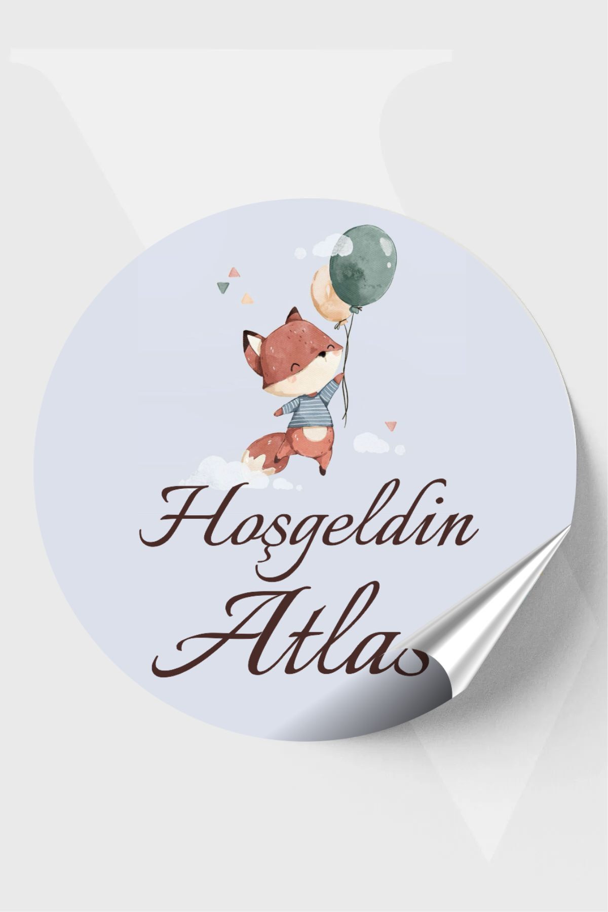 Sevimli Tilkicik Temalı Bebek Etiketi- Doğum günü Etiketi 4x4 cm 96 Adet