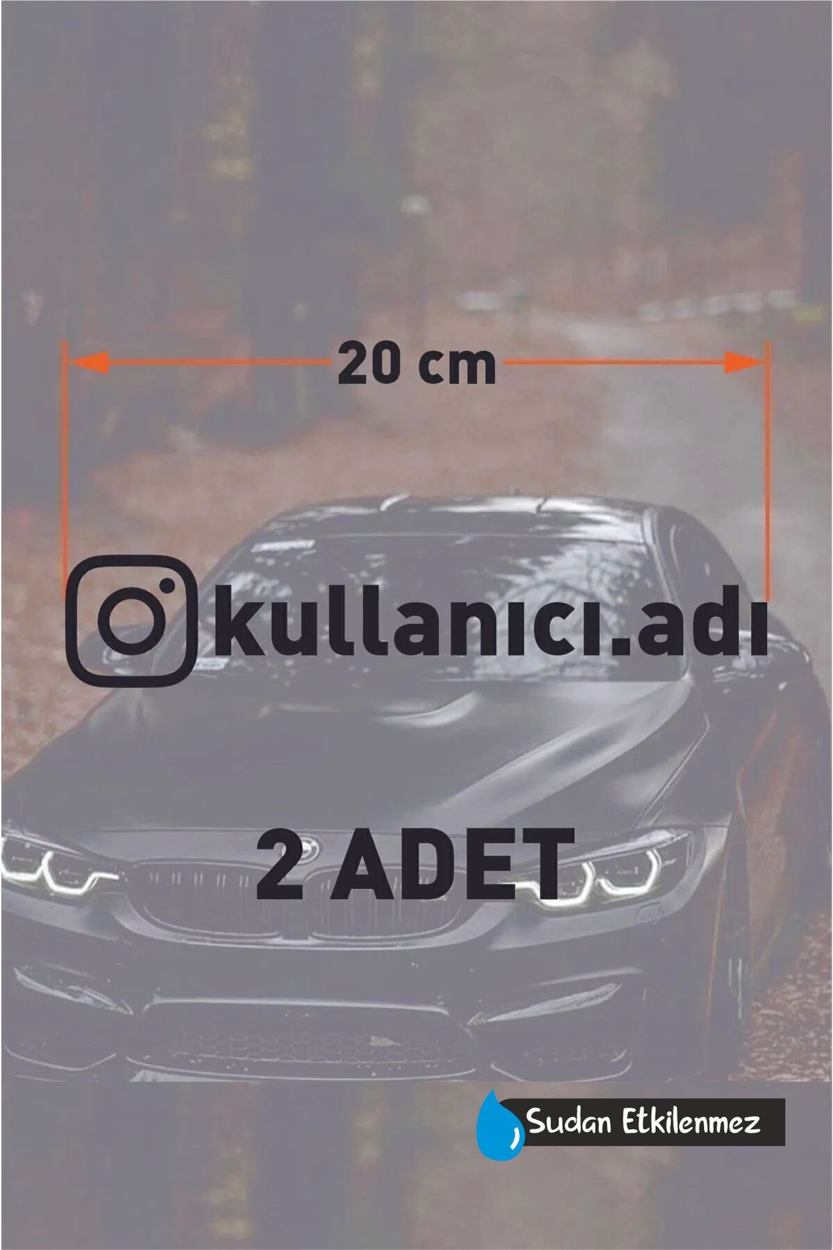 Instagram Kullanıcı Adı - 2 Adet 20 Cm - Araç - Motorsiklet - Cam Sticker Etiketi Folyo- Harf Kesim