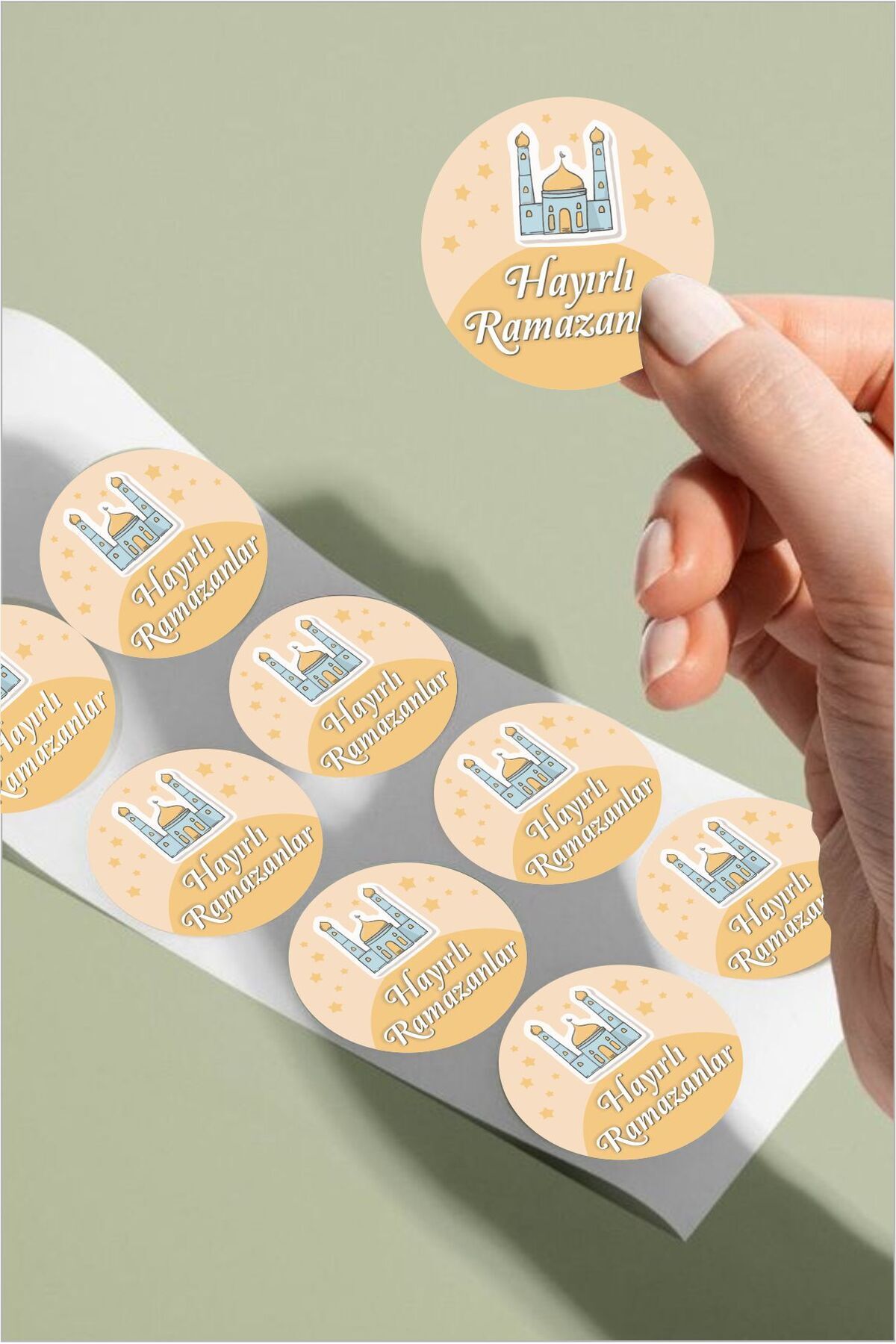 Hayırlı Ramazanlar Temalı  - Ramazan Süsleme, Hediye, Paketleme Sticker - 35 Adet 3,5 cm Etiket