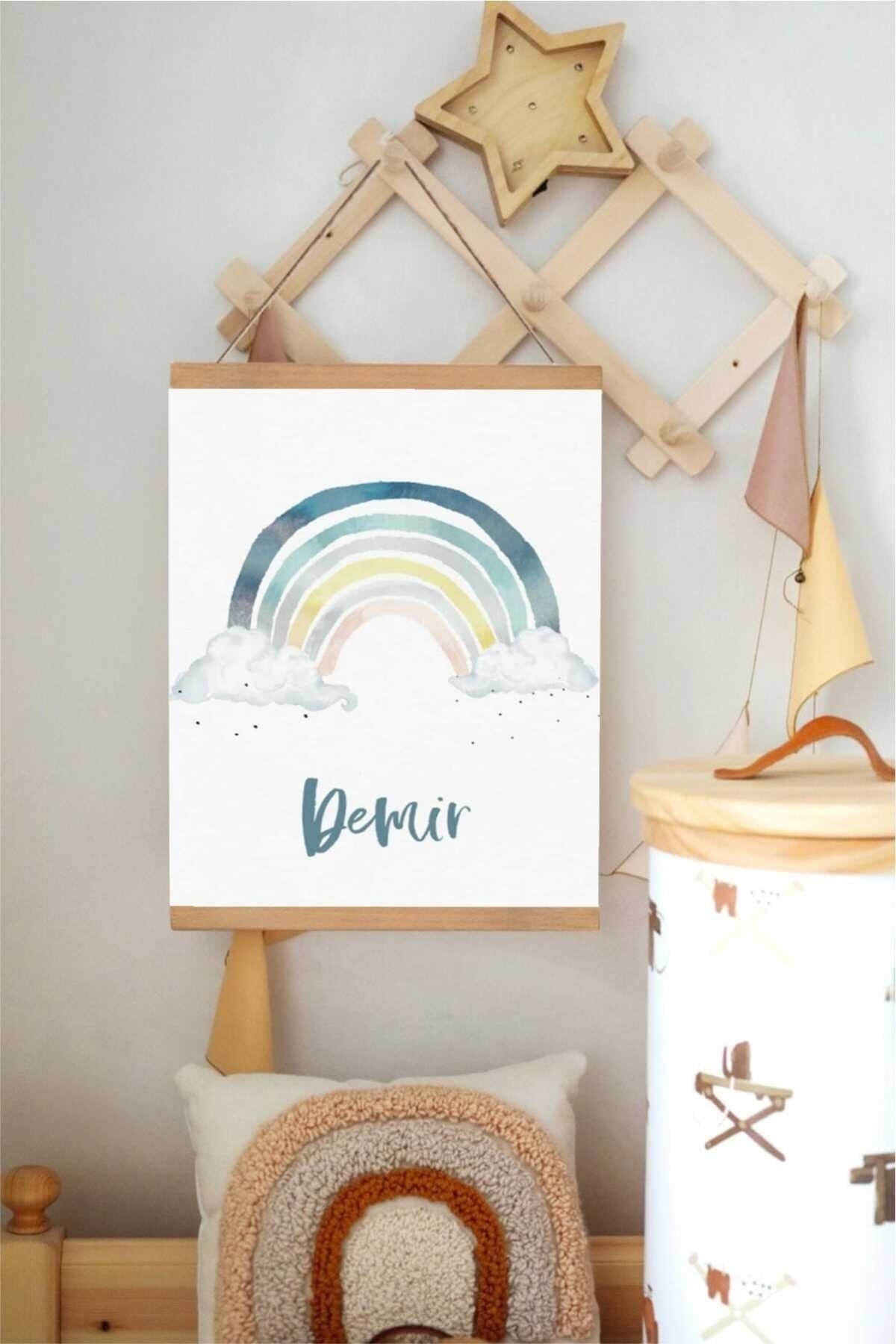 Özel Isim Gökkuşağı Ipli Askılı Kanvas Poster