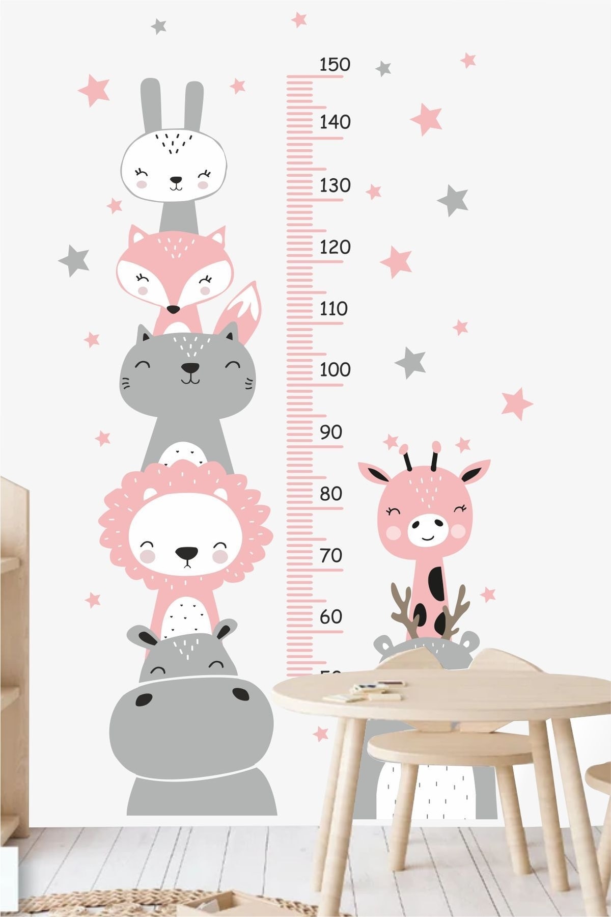 Sevimli Arkadaşlar Boy Ölçer Çocuk Odası Duvar Sticker