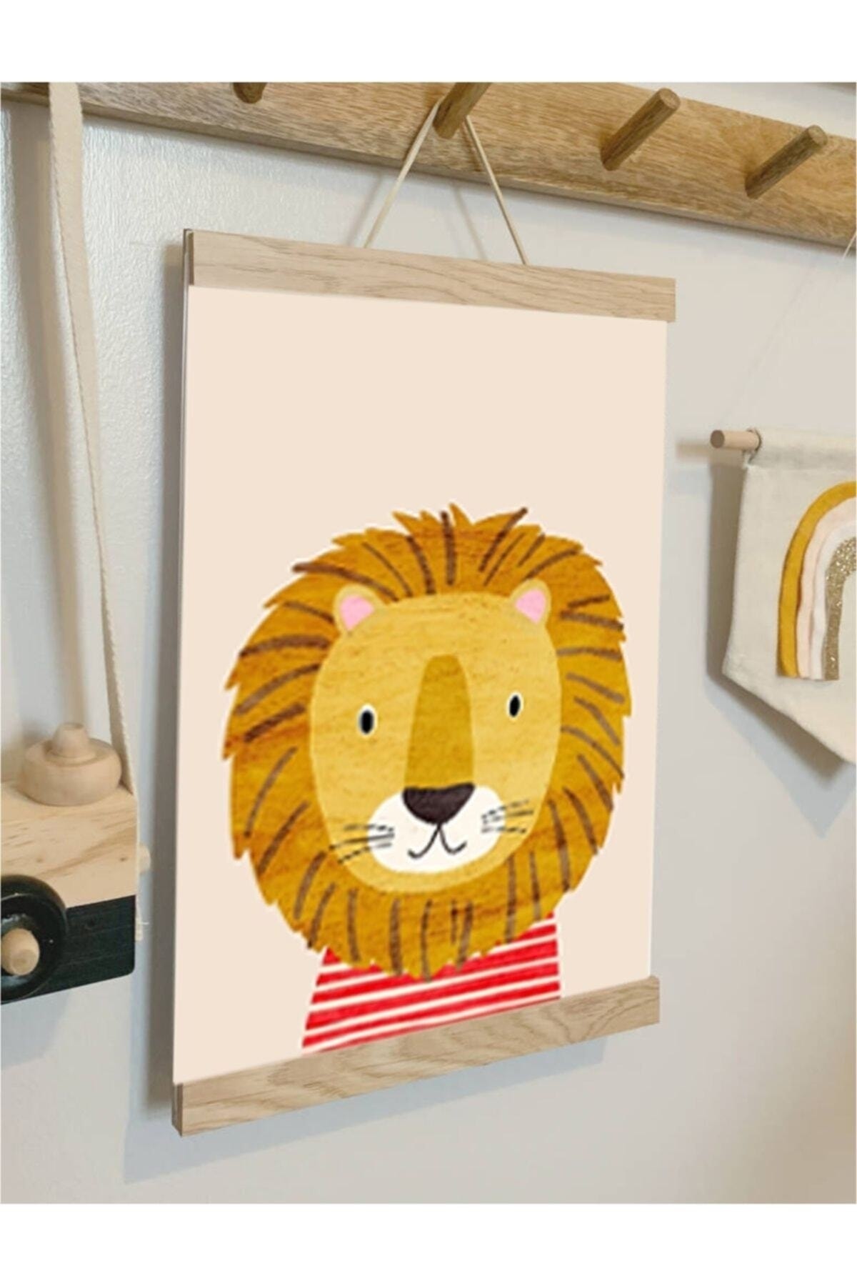 Aslan Ipli Askılı Kanvas Poster Tablo Duvar Dekoru