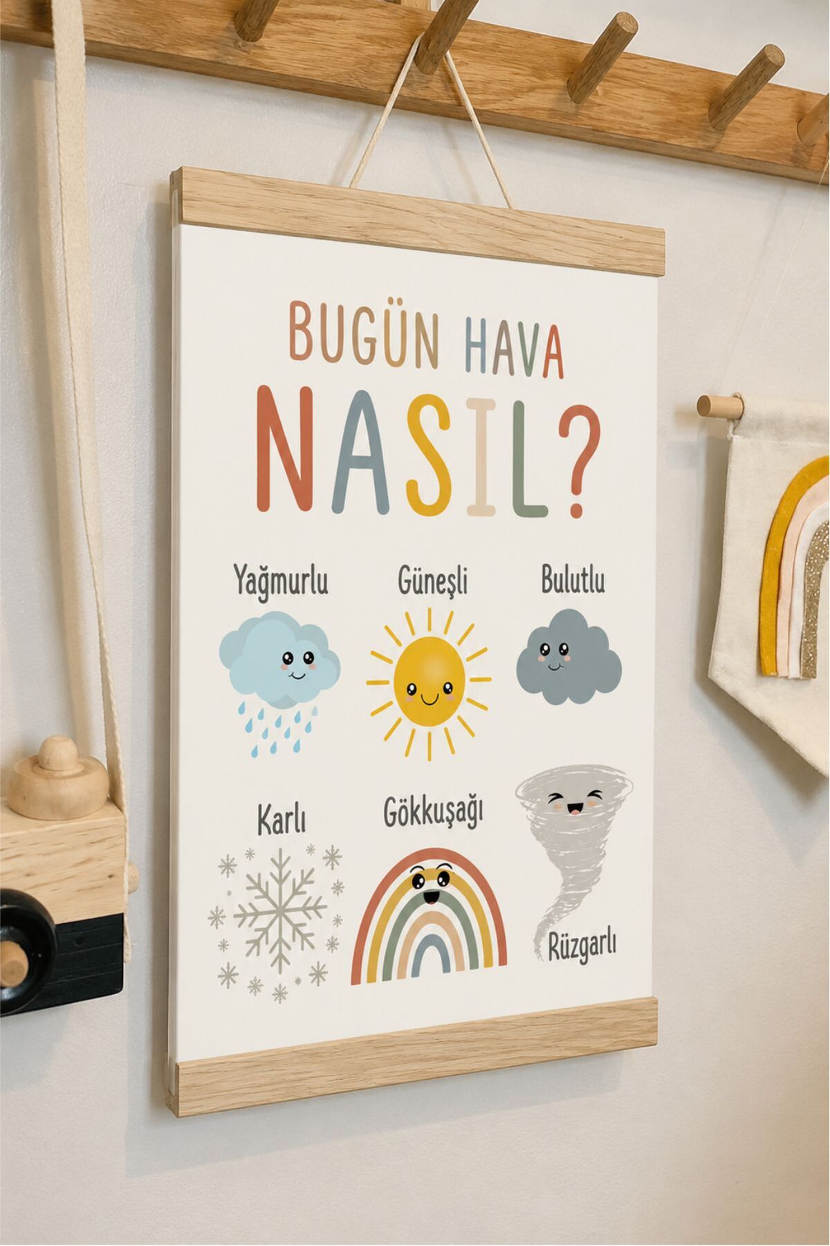 Hava Durumu Türkçe İpli Askılı Kanvas Poster Tablo Duvar Dekoru