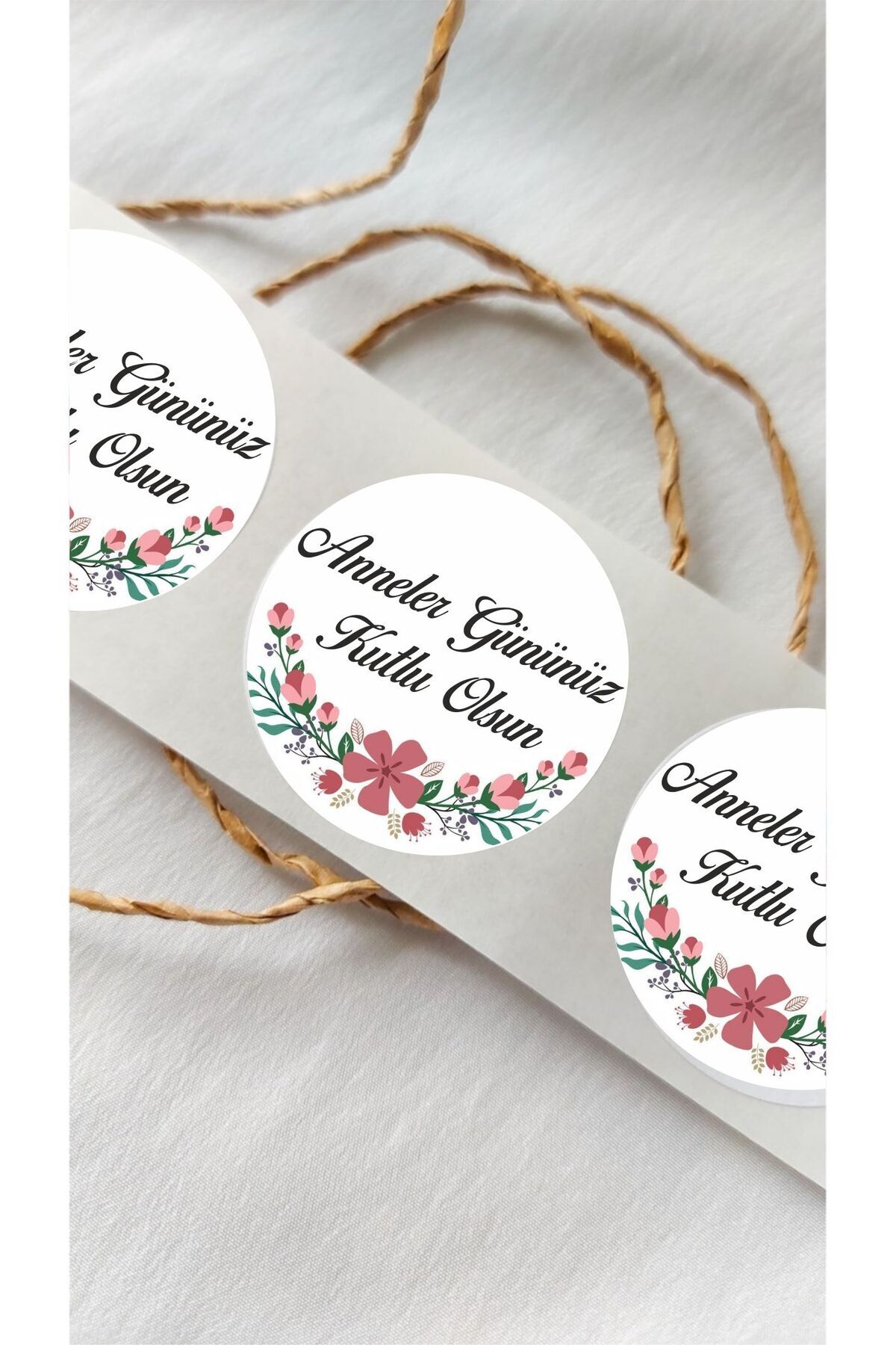 Anneler Günü Çiçek Pembe Sticker - 24 Adet Süsleme, Hediye, Paketleme Sticker AG8