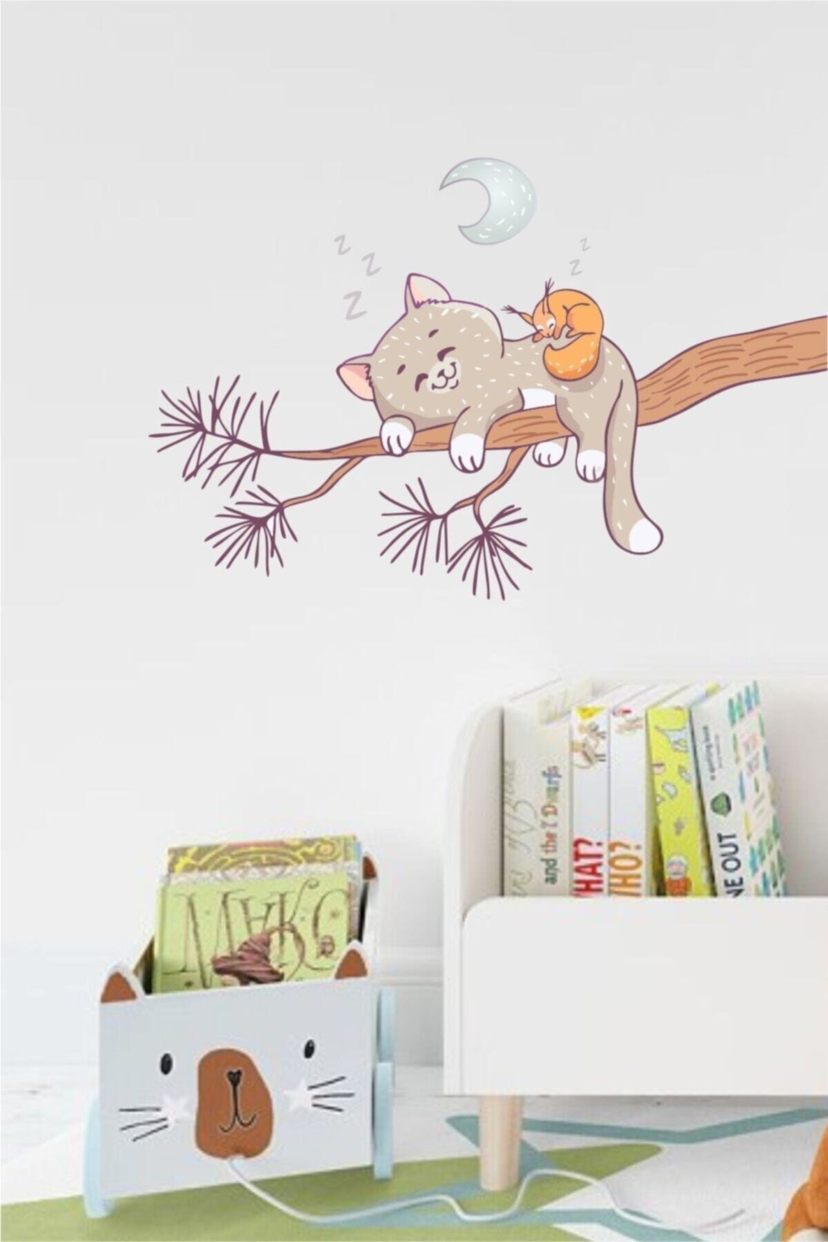 Sevimli Kedi Ve Arkadaşı Duvar Sticker