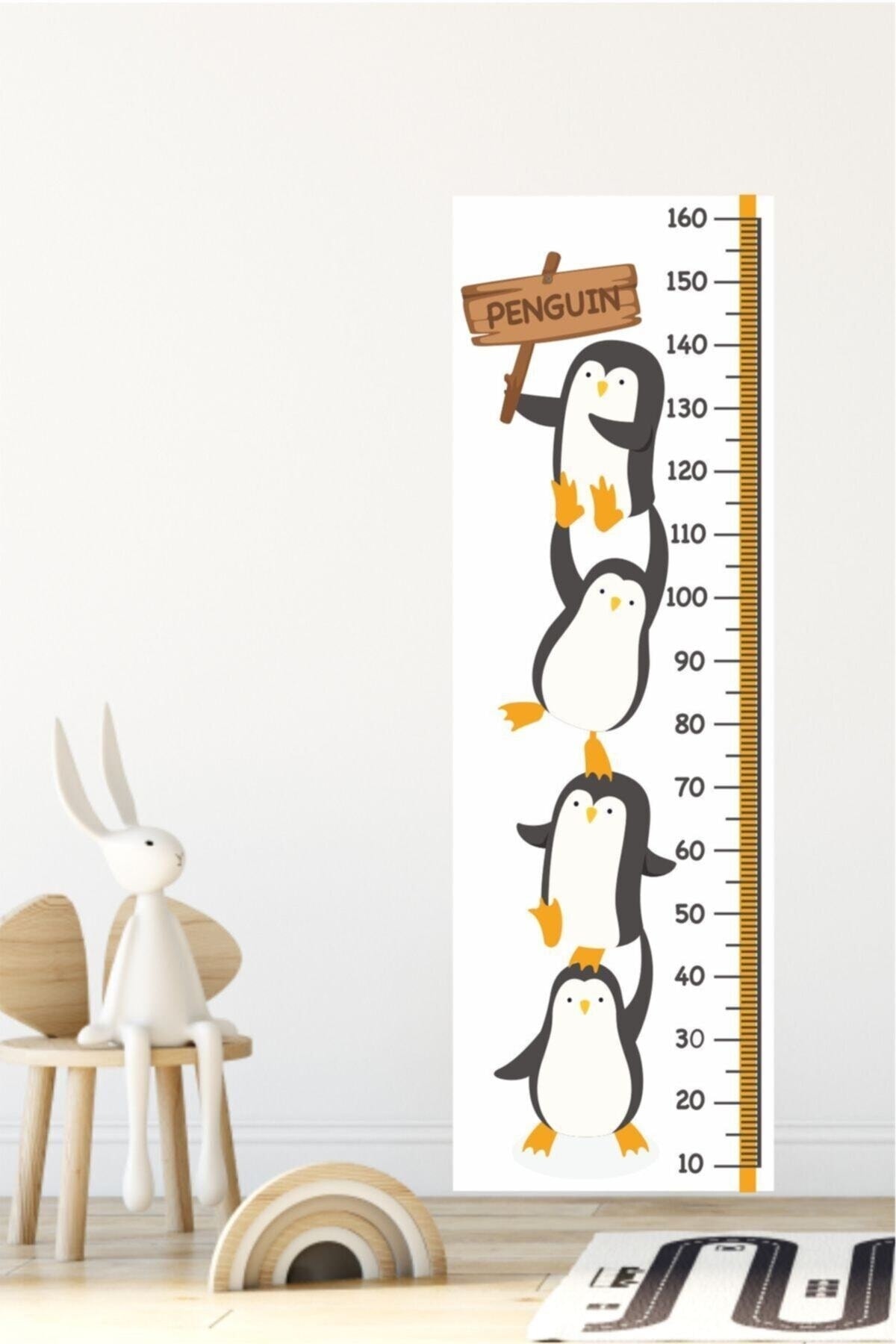 Penguen Boy Ölçer Çocuk Odası Sticker