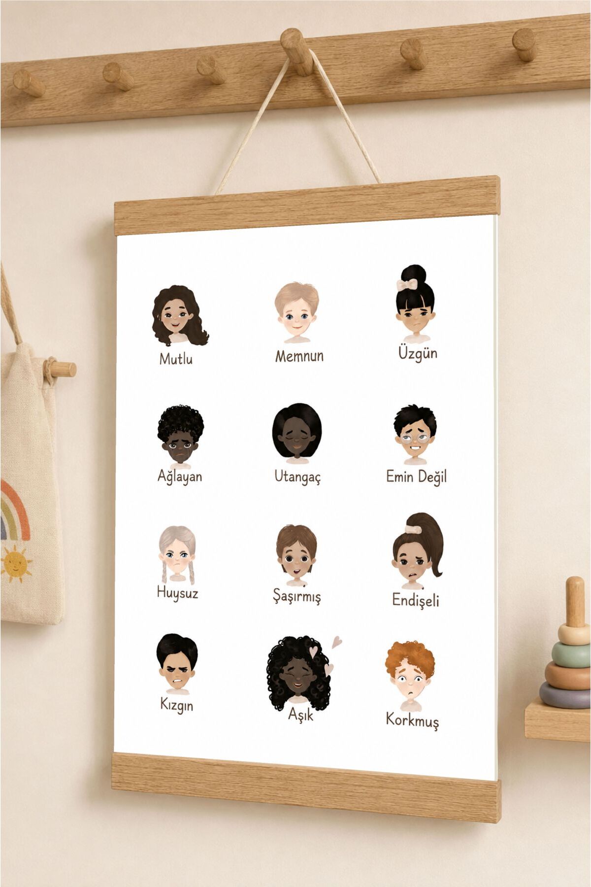 Duygular Türkçe - İpli Askılı Kanvas Poster